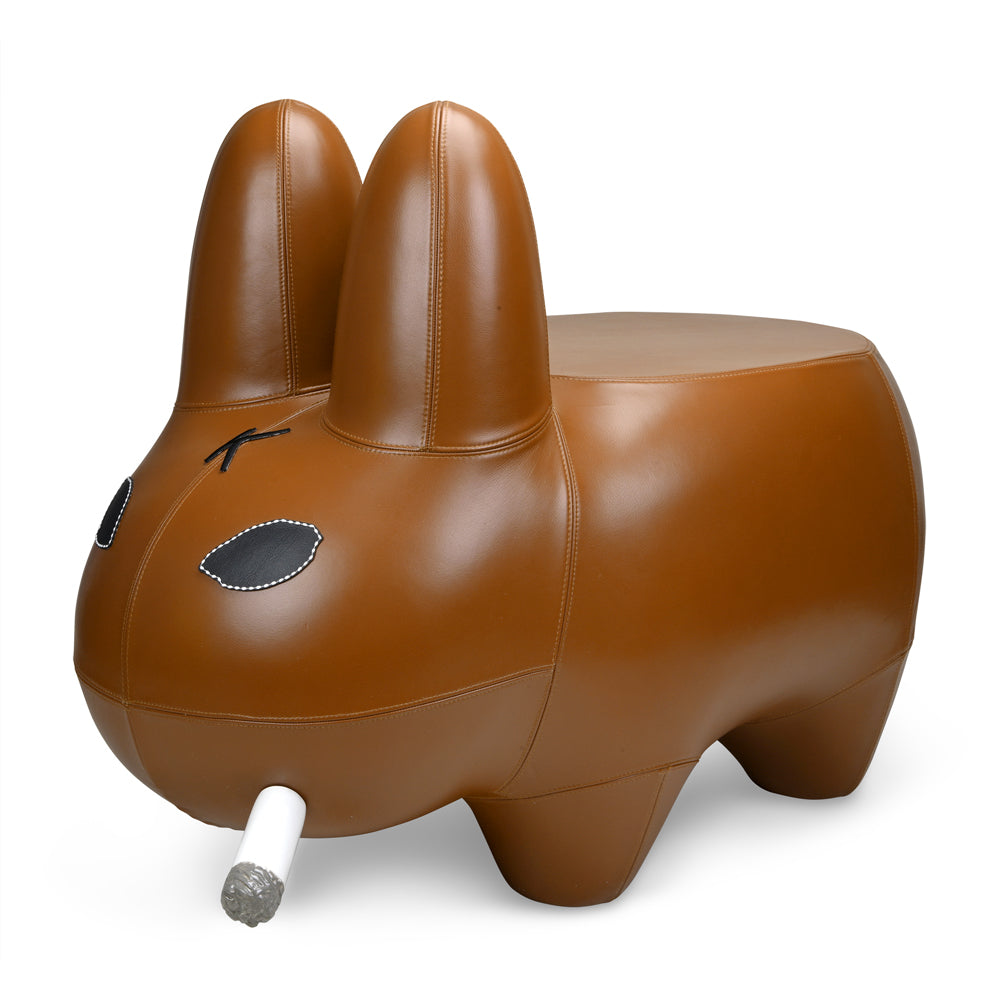 Kidrobot Art Giant Leather Smorkin' Labbit Stool by Frank Kozik - Brown Edition (PRE-ORDER)