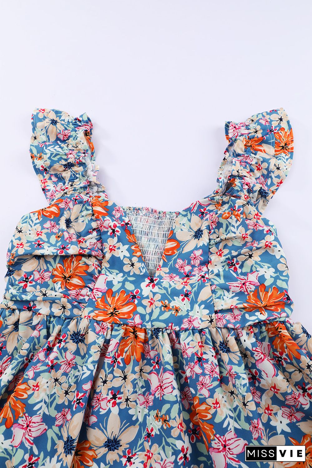 Multicolor Floral Sweetheart Ruffle Sleeveless Mini Dress