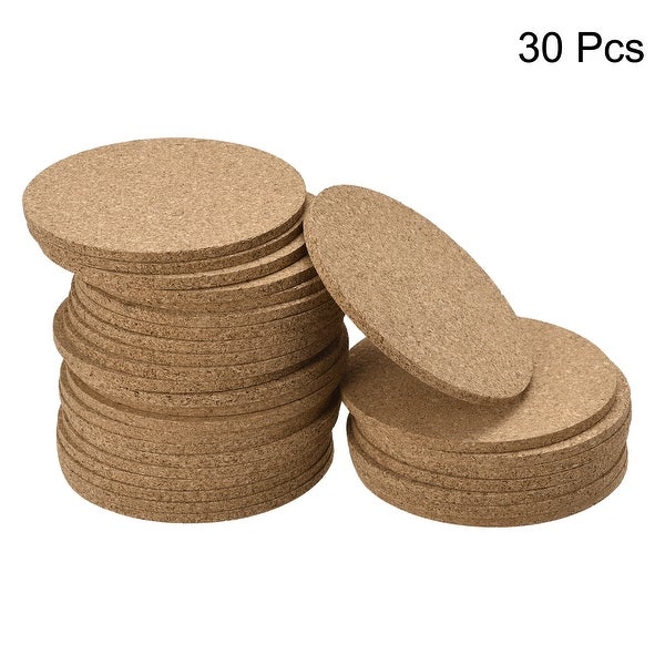 100mm Round Coasters 4mm Thick Cork Cup Mat Pad for Tableware 30pcs - Wood