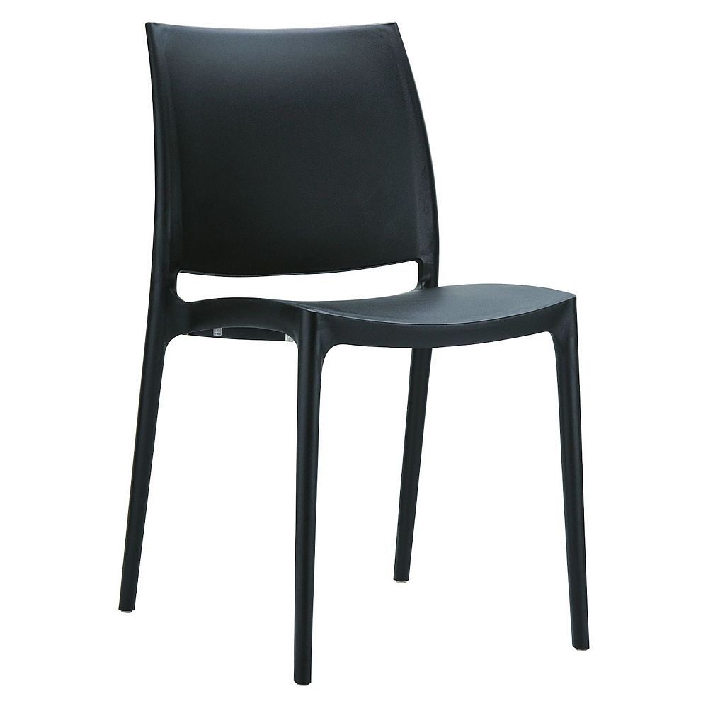 32 Black Resin Solid Weather Resistant Outdoor Dining Chair