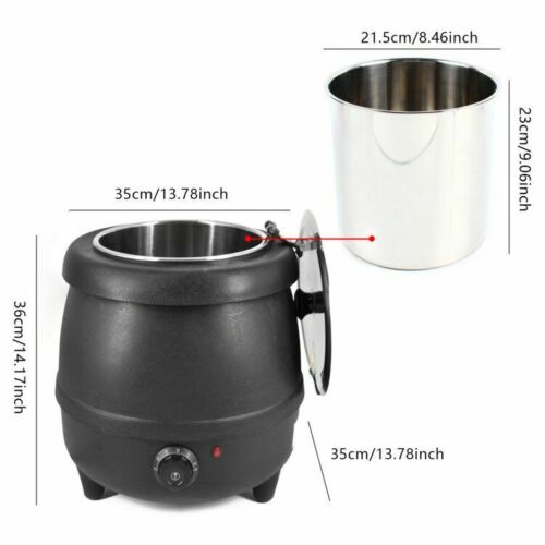 CNCEST Electric Soup Kettle Warmer Stainless Steel Cafeteria Stock Pot Food Boiler 110V