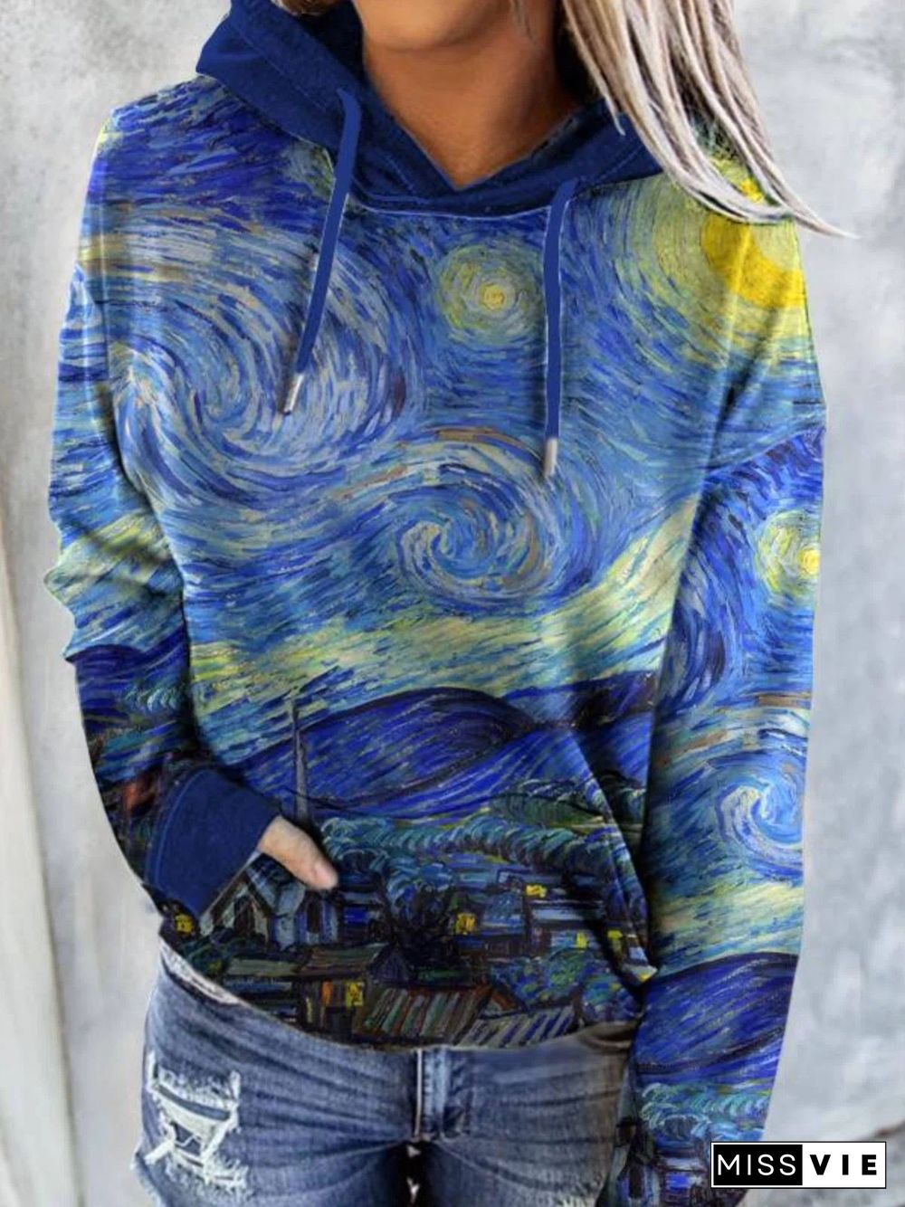 Fashion Printed Loose Hoodie