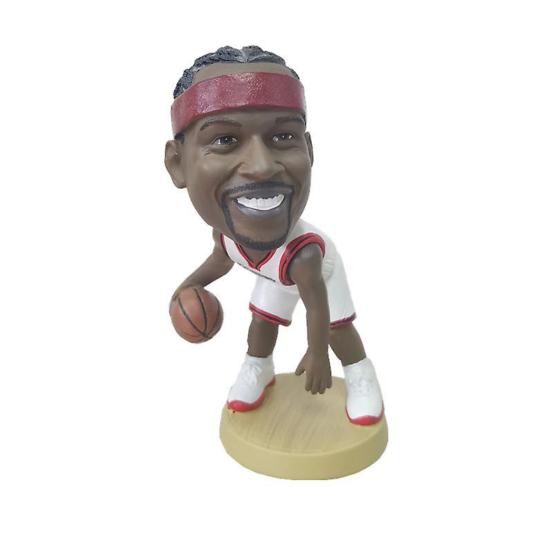 Basketball Star Allen Iverson Doll Shake Head Action Figure Car Deco Gift Doll 12cm