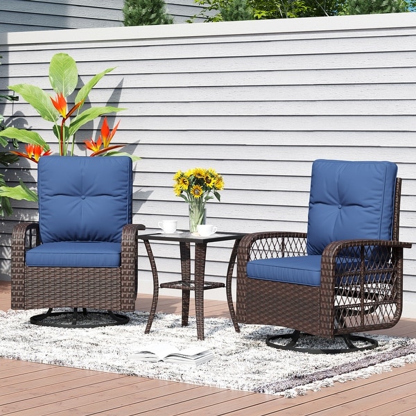 3 Pieces Outdoor Swivel Rocker Chair