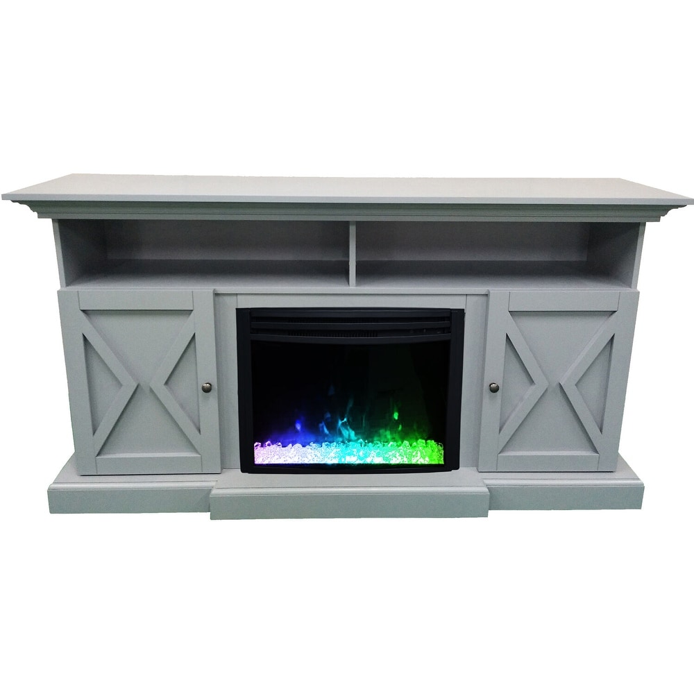 Hanover 62 in. Whitby Farmhouse Electric Fireplace Heater with Deep Crystal Insert   62 Inch