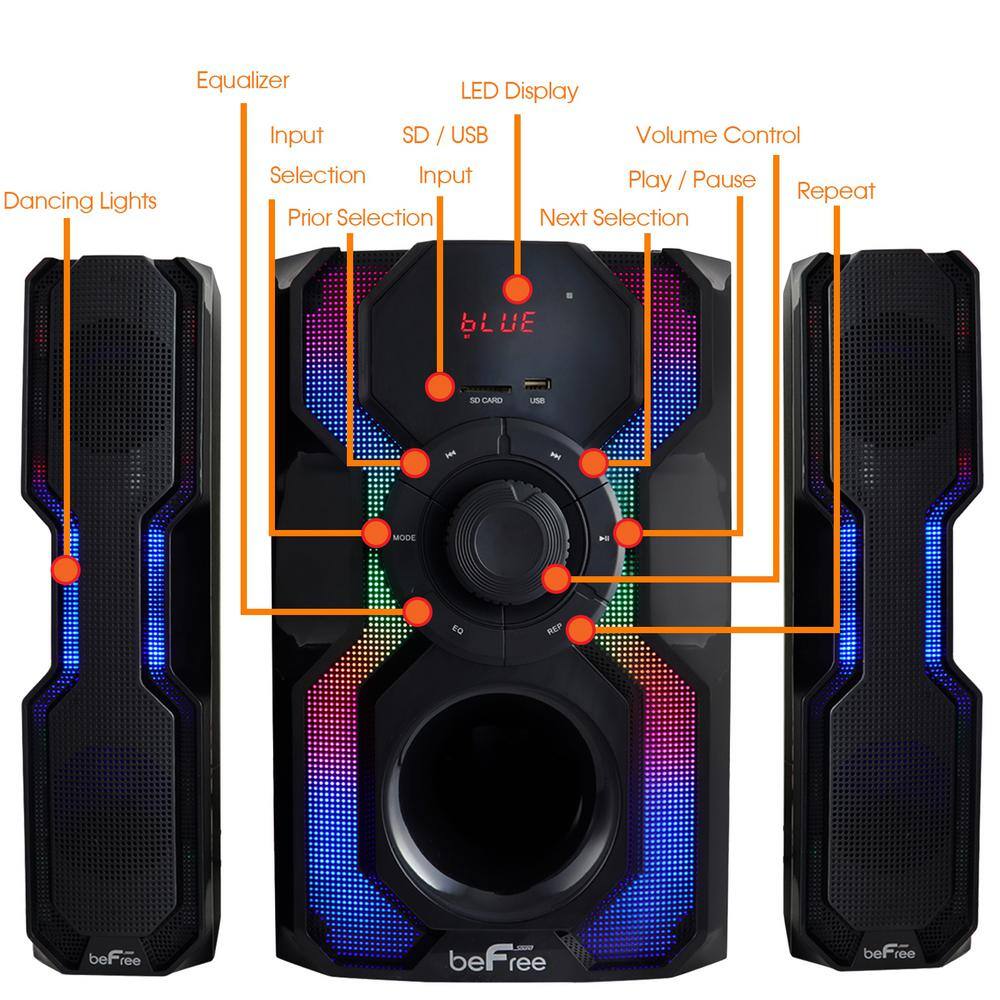 BEFREE SOUND 2.1-Channel Bluetooth Multimedia Wired Speaker Stereo Shelf System 985106069M