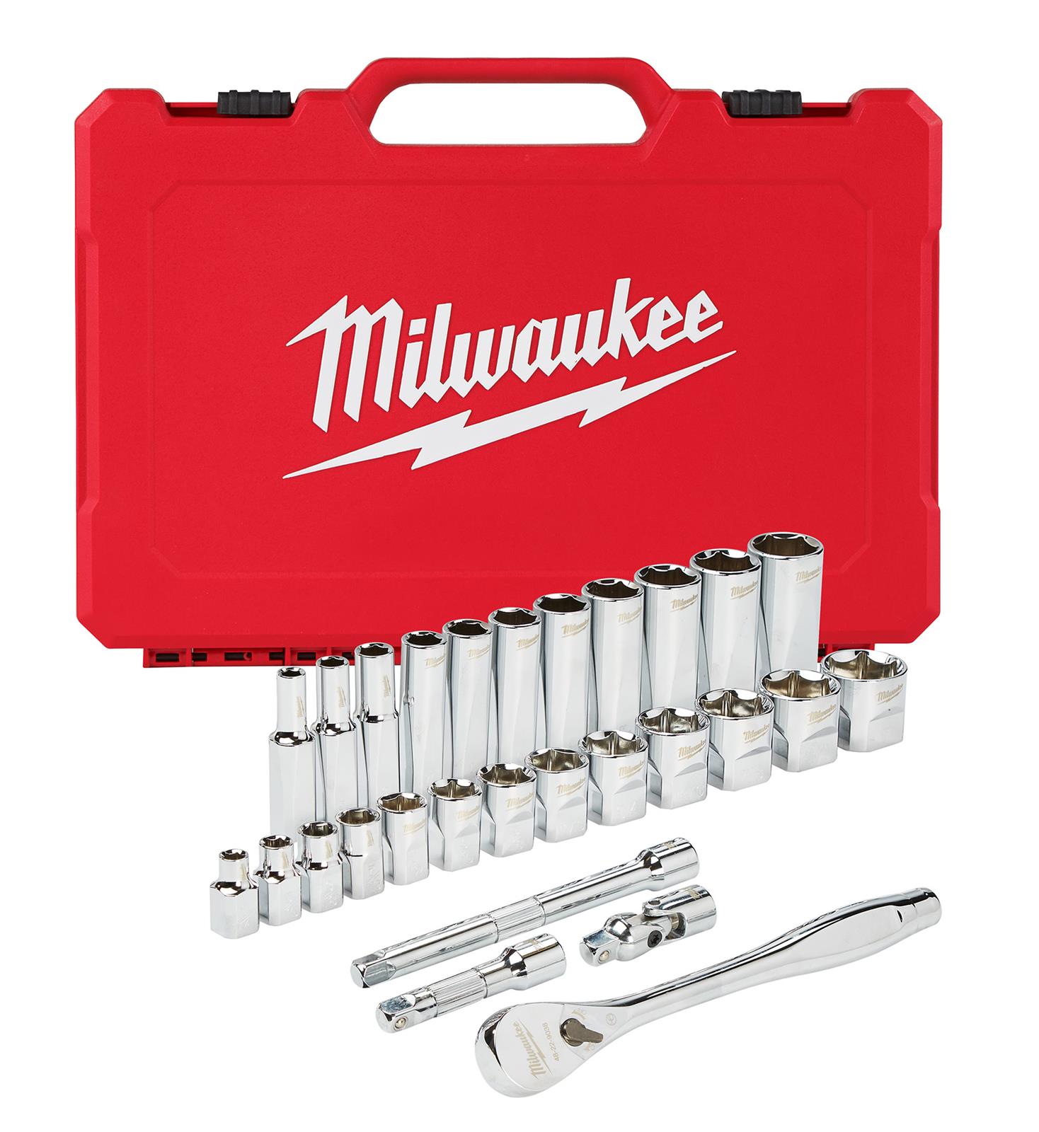 Milwaukee Tool 48-22-9408 Milwaukee 28-Piece Ratchet and Socket Sets