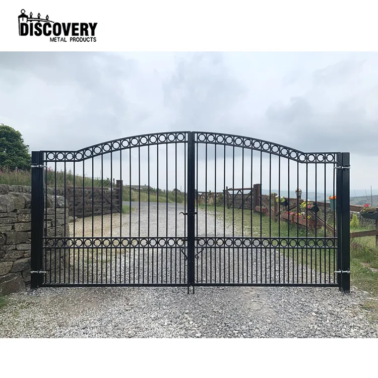 Powder coated villa entrance aluminum swing tube gate with electric automatic system