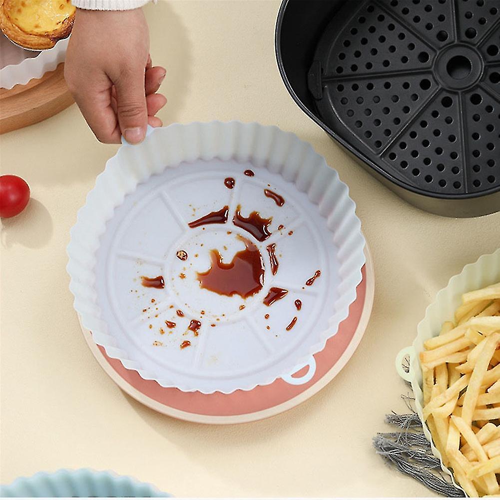 Silicone Pot Fryers Oven Baking Tray For Pizza Fried Chicken Accessories Round Pan Mat Blue