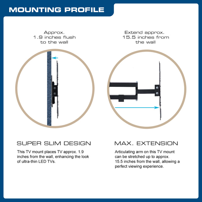 QualGear QGTM006BLK 23Inch to 42Inch Universal Low Profile Tiltin