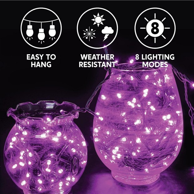 Joiedomi 200 Purple Led Green Wire String Lights 8 Modes