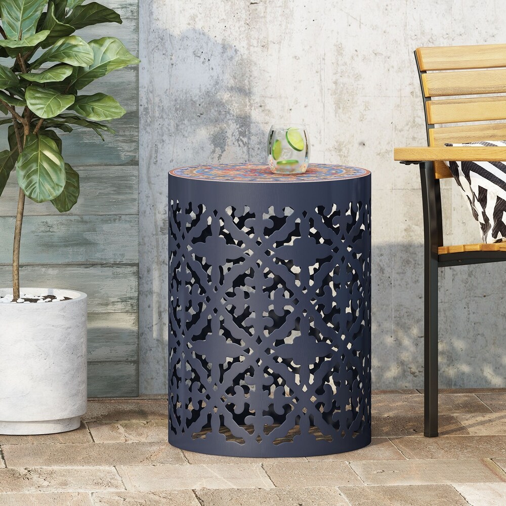 Castana Outdoor Lace Cut Side Table by Christopher Knight Home