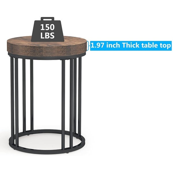 Round Side Table End Table for Living Room Bedroom， Thick Sturdy - 9.69 x 9.84 x 23.62 inches