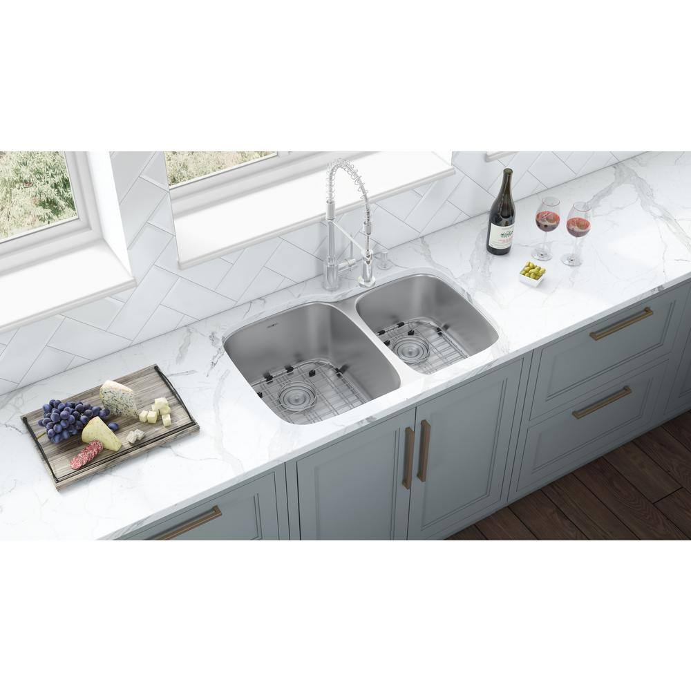 Ruvati 32 in. 6040 Undermount 16-Gauge Stainless Steel Double Bowl Kitchen Sink RVM4310