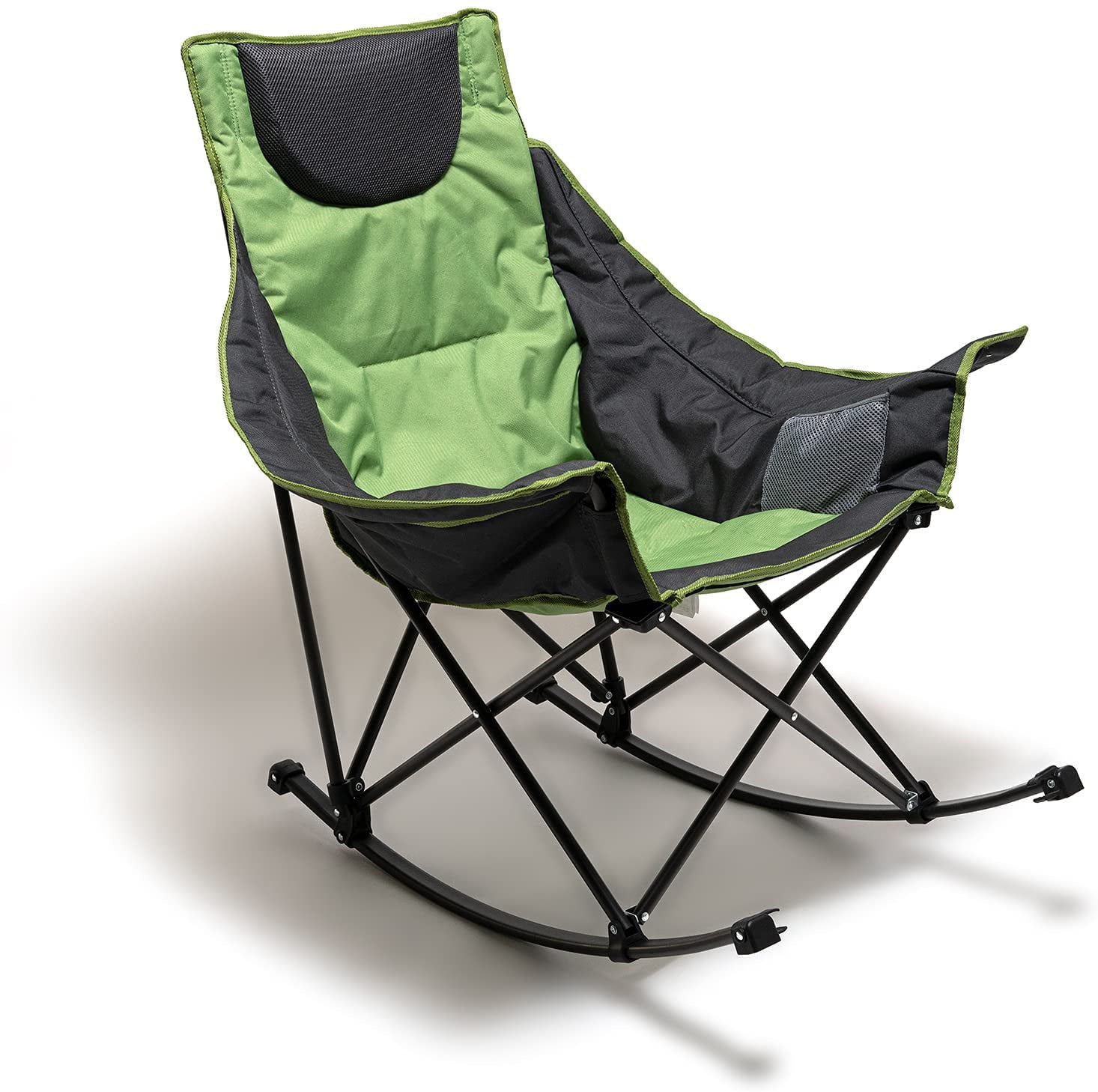 Sunnyfeel Camping Rocking Chair for Adults, Luxury Padded Recliner, Oversized Folding Rocker Lawn Chair (Green)