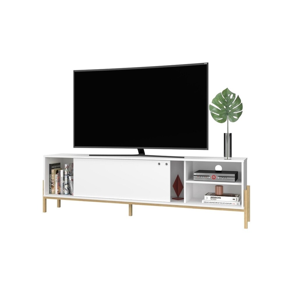 Bowery 72.83 TV Stand with 4 Shelves in Black and Oak