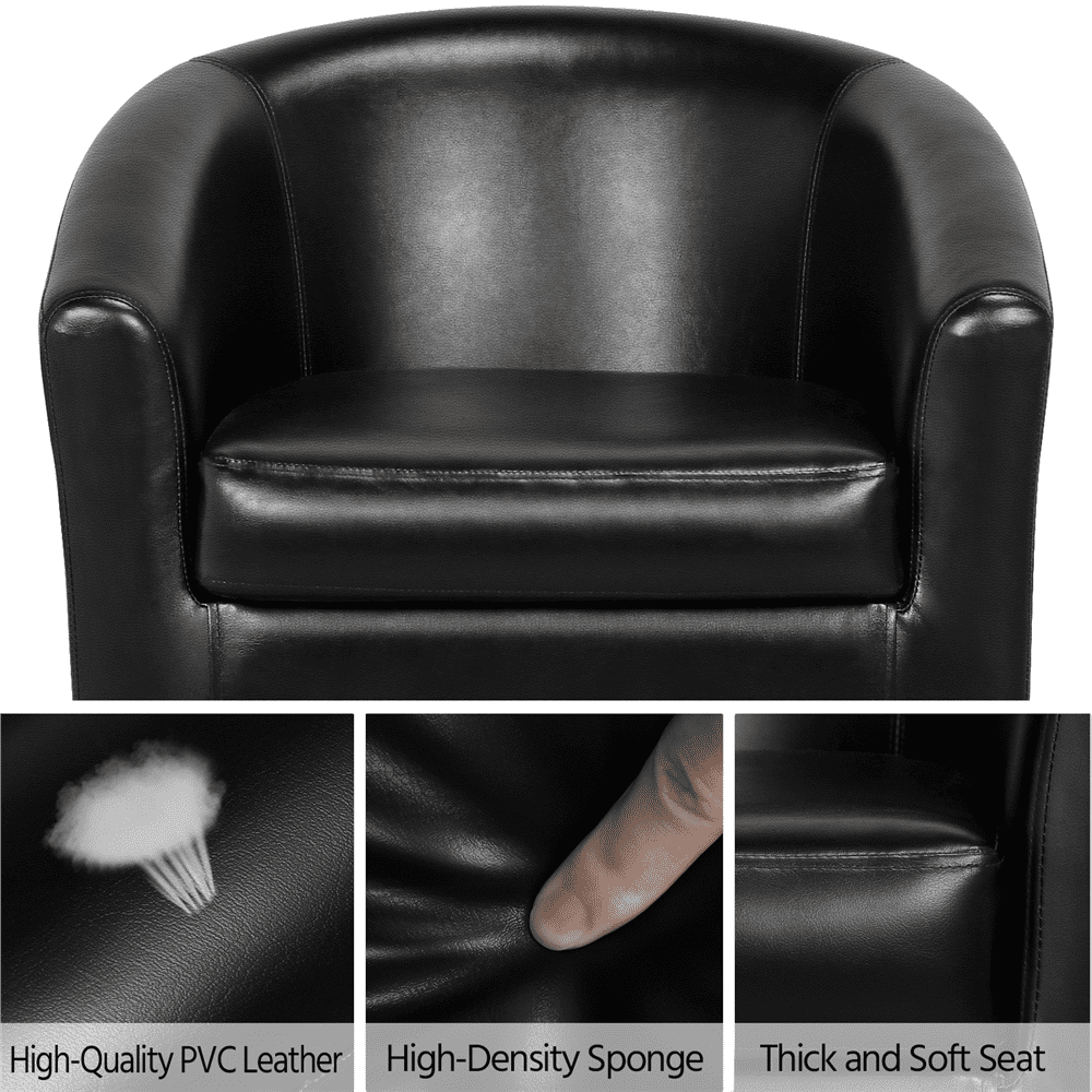 Yaheetech Faux Leather Accent Arm Chair For Living Room， Black