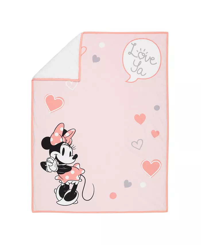 Lambs and Ivy Disney Baby MINNIE MOUSE Picture Perfect Pink Faux Shearling Baby Blanket