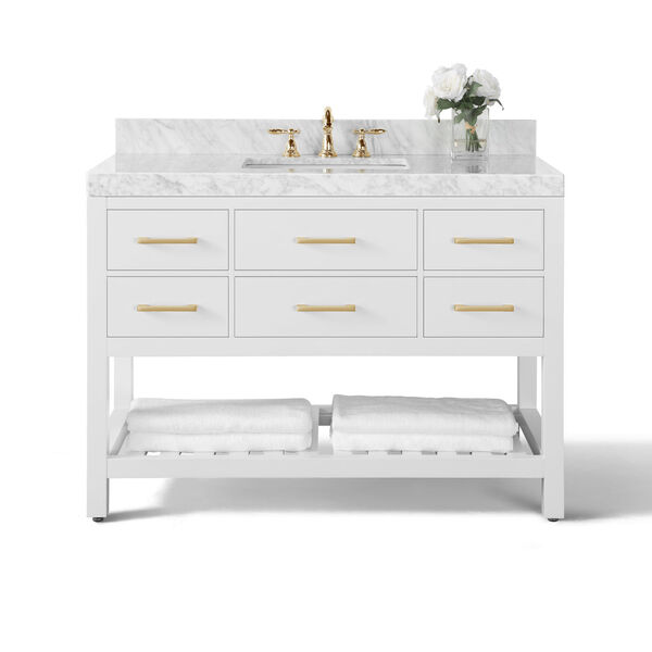 Elizabeth White 48-Inch Vanity Console with Gold Hardware