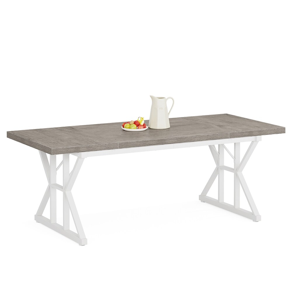 70.8 Inch Farmhouse Rectangular Wood Dining Table for 6 People