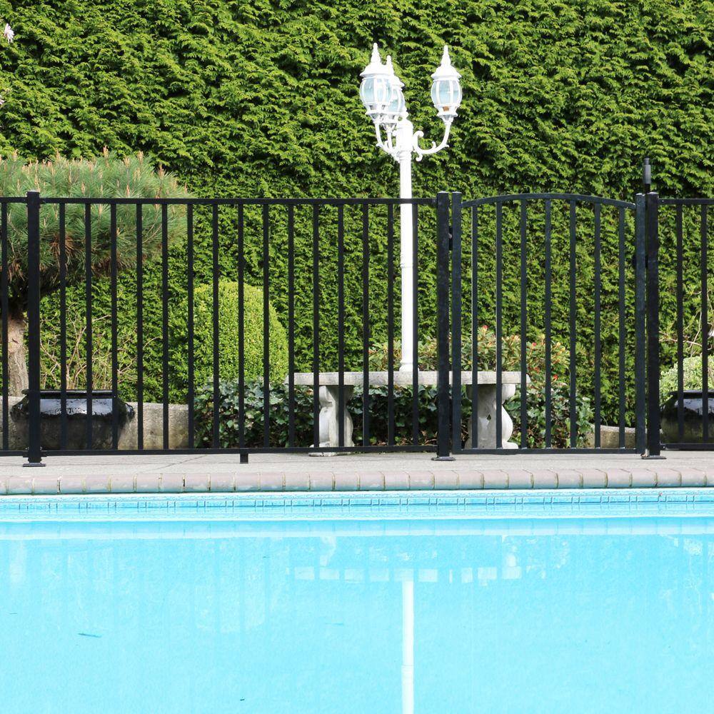 PEAK Aquatine 12 in. x 72 in. x 4 ft. Black Aluminum Pool Fence Rail and Picket Kit 56113