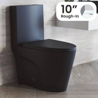 Swiss Madison St. Tropez 10 in. Rough-In 1-piece 1.11.6 GPF Dual Flush Elongated Toilet in Matte Black Seat Included SM-1T274MB