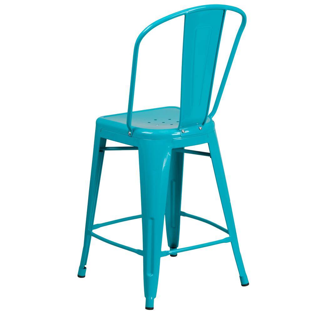 Flash Furniture 24 in. Crystal Blue Metal Bar Stool ET353424CB