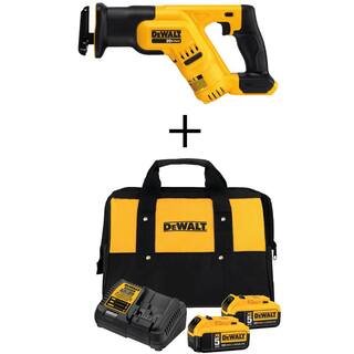 DW 20V MAX Cordless Compact Reciprocating Saw (2) 20V MAX XR Premium Lithium-Ion 5.0Ah Batteries Charger and Kit Bag DCS387BWDCB52CK