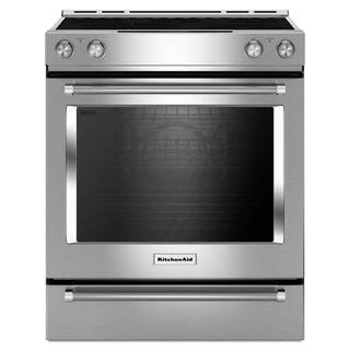 KitchenAid 7.1 cu. ft. Slide-In Electric Range with Self-Cleaning Convection Oven in Stainless Steel KSEB900ESS