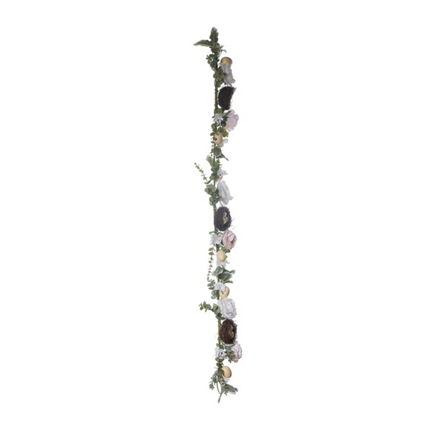 Transpac Synthetic Fabric 72 In Multicolor Easter Floral Garland With Egg Nests