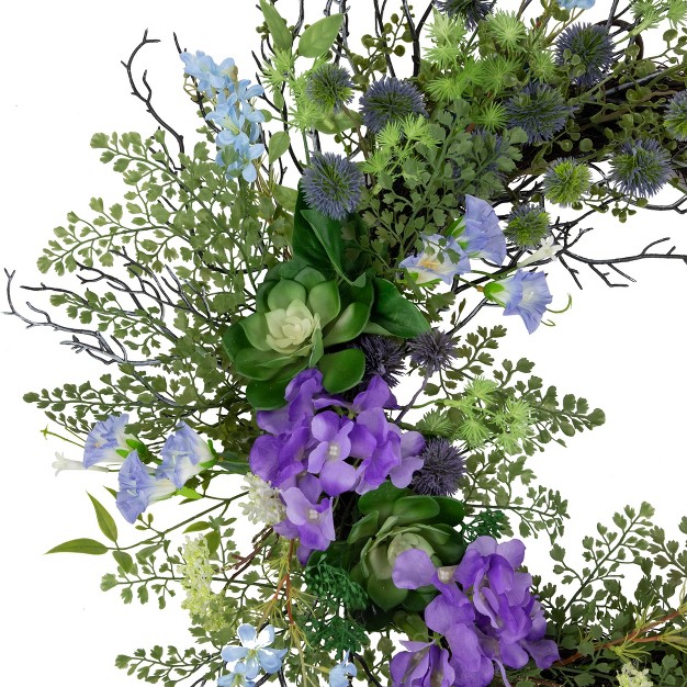 Northlight Mixed Wild Flowers And Twig Artificial Spring Wreath 24 inch