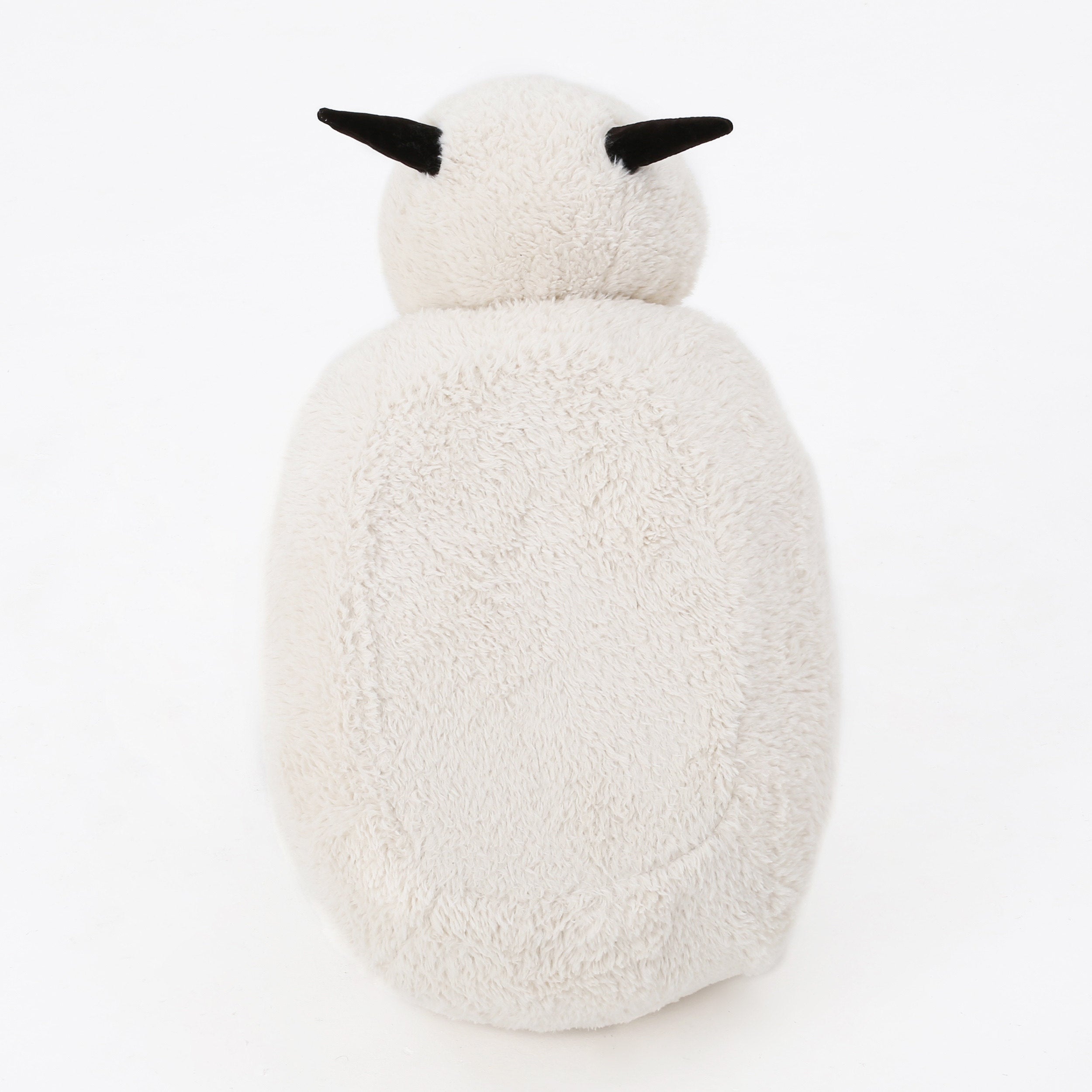 Pearcy Modern White Faux Fur Sheep Ottoman with Tapered Wood Legs