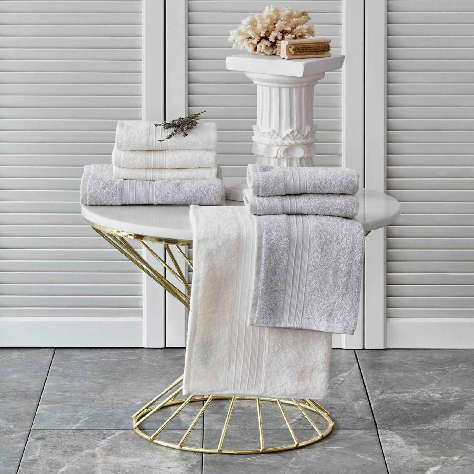 Karaca Home Delora OFF WHITE GREY  8 Piece Towel Set 200.17.01.0228