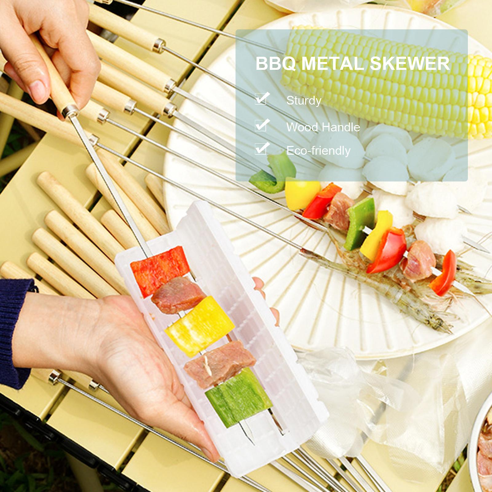 20 Pcs/set Barbecue Skewer (10 Round Head + 10 Flat Head)， Skewers Box，note1. Please Be Careful When Using，2. Keep Out Of Reach Of Children