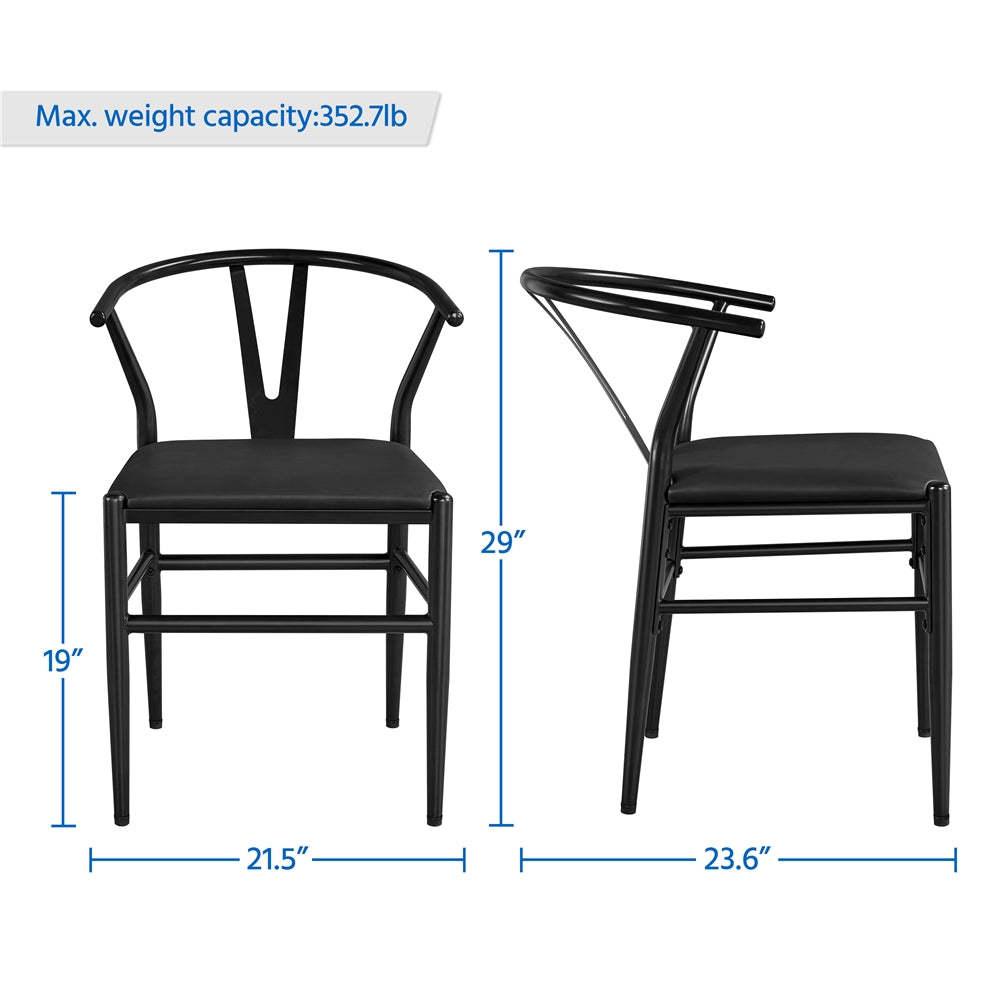 SMILE MART Dining Chair， Set of 2， Black