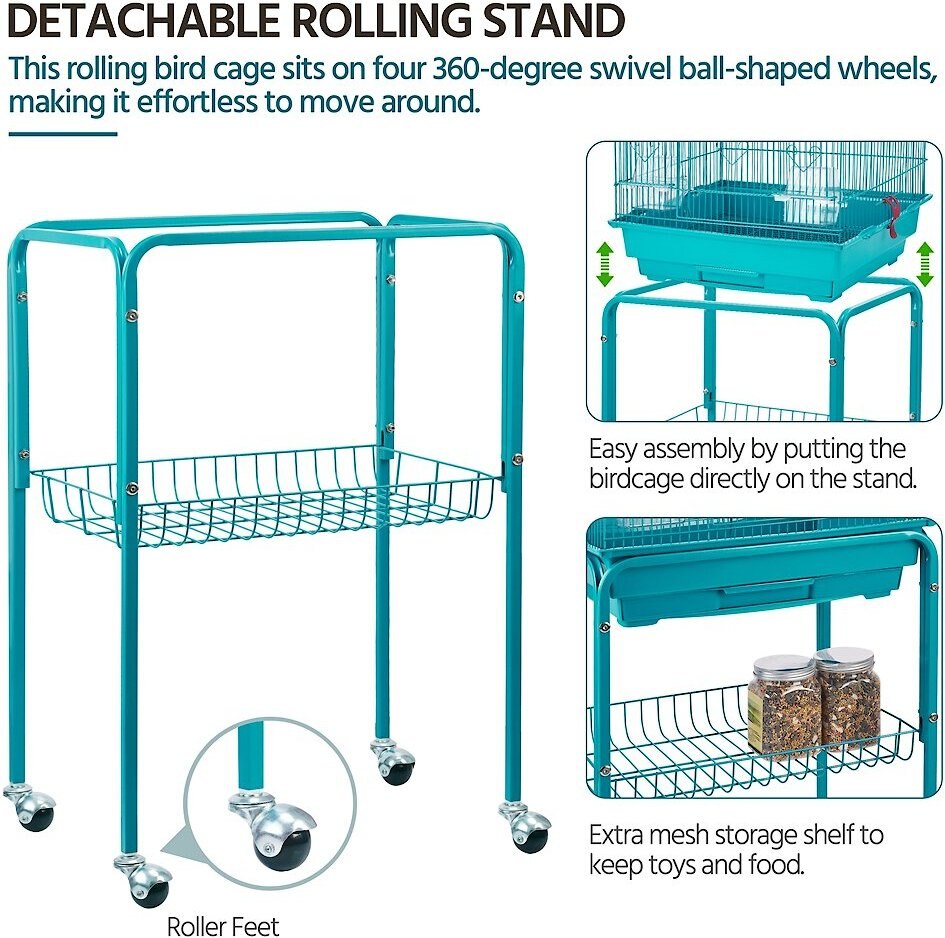 Yaheetech 62.5-in Rolling Large Bird Cage and Detachable Stand