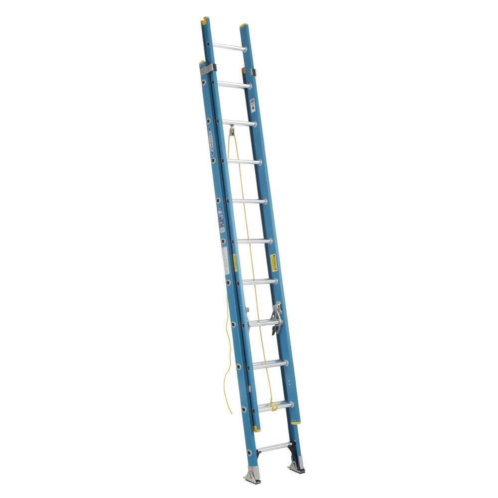 Werner 20 ft. Fiberglass D-Rung Extension Ladder with 250 lb. Load Capacity Type I Duty Rating D6020-2