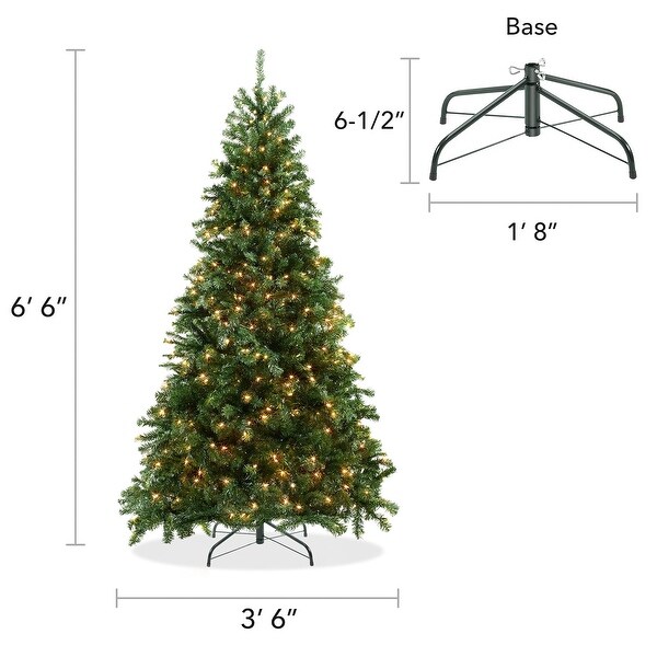 6.5FT Realistic PreLit Green Spruce Artificial Holiday Christmas Tree with Sturdy Metal Stand