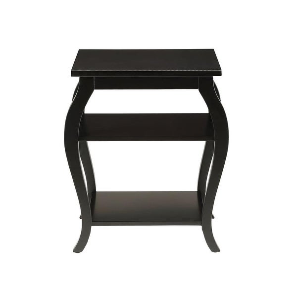 Wooden End Table， Side Table With Two Storage Shelves