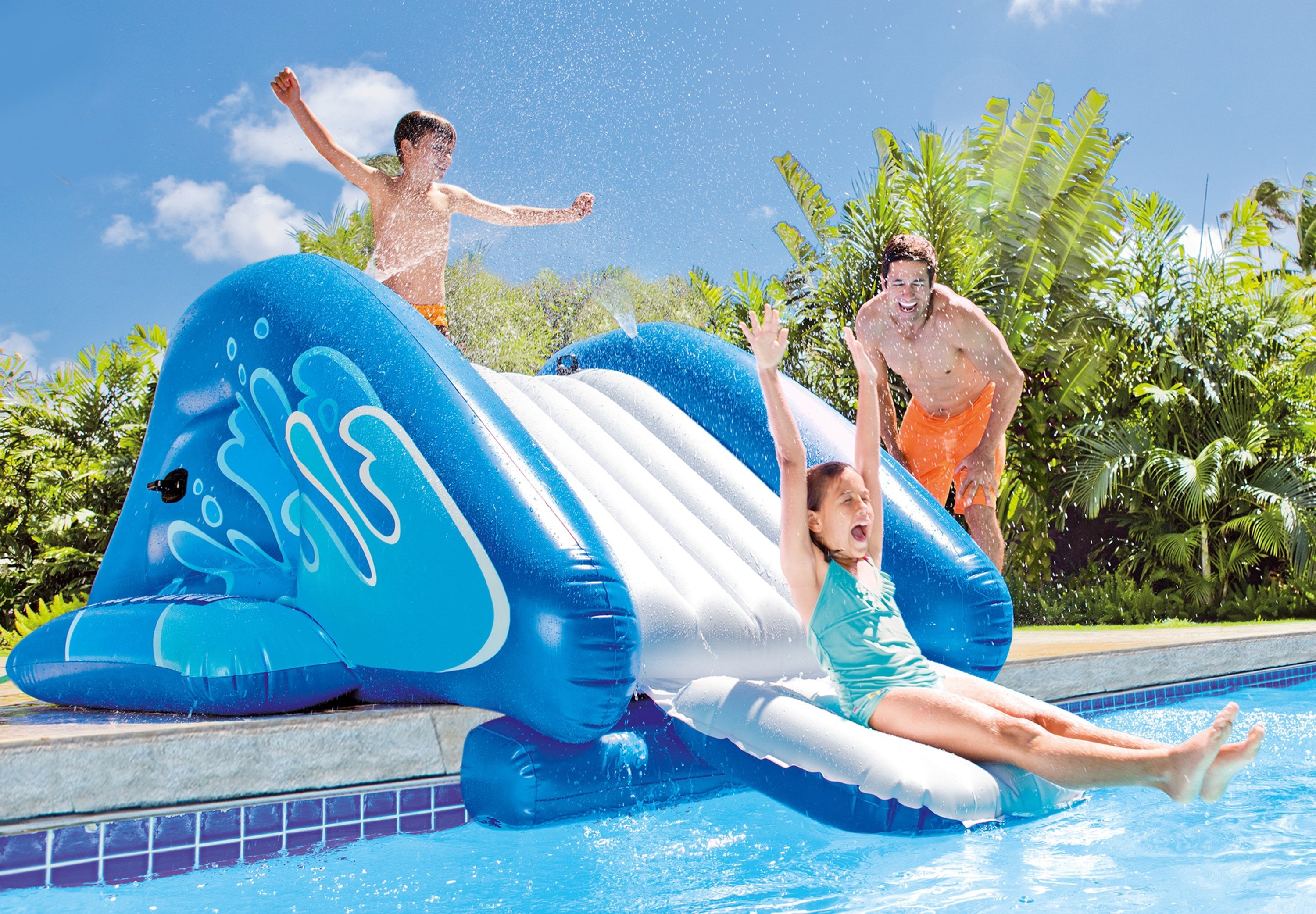 Intex Inflatable Swimming Pool Water Slide, Blue (2 Pack) & Intex Repair Kit