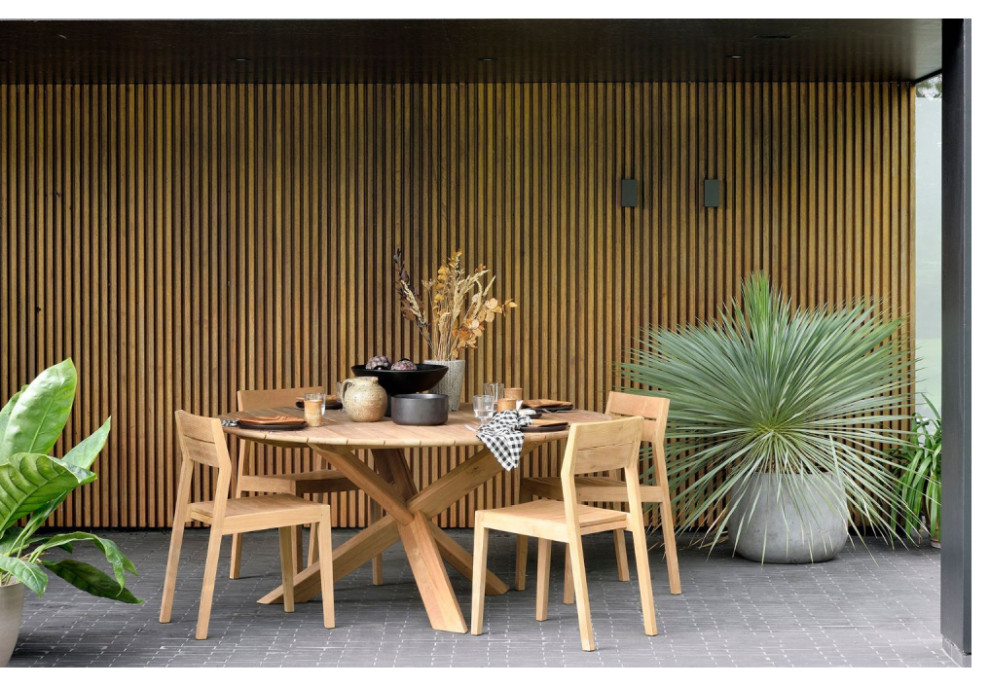 Solid Teak Outdoor Dining Table  OROA Circle   Transitional   Outdoor Dining Tables   by Oroa   Eichholtz Furniture  Houzz