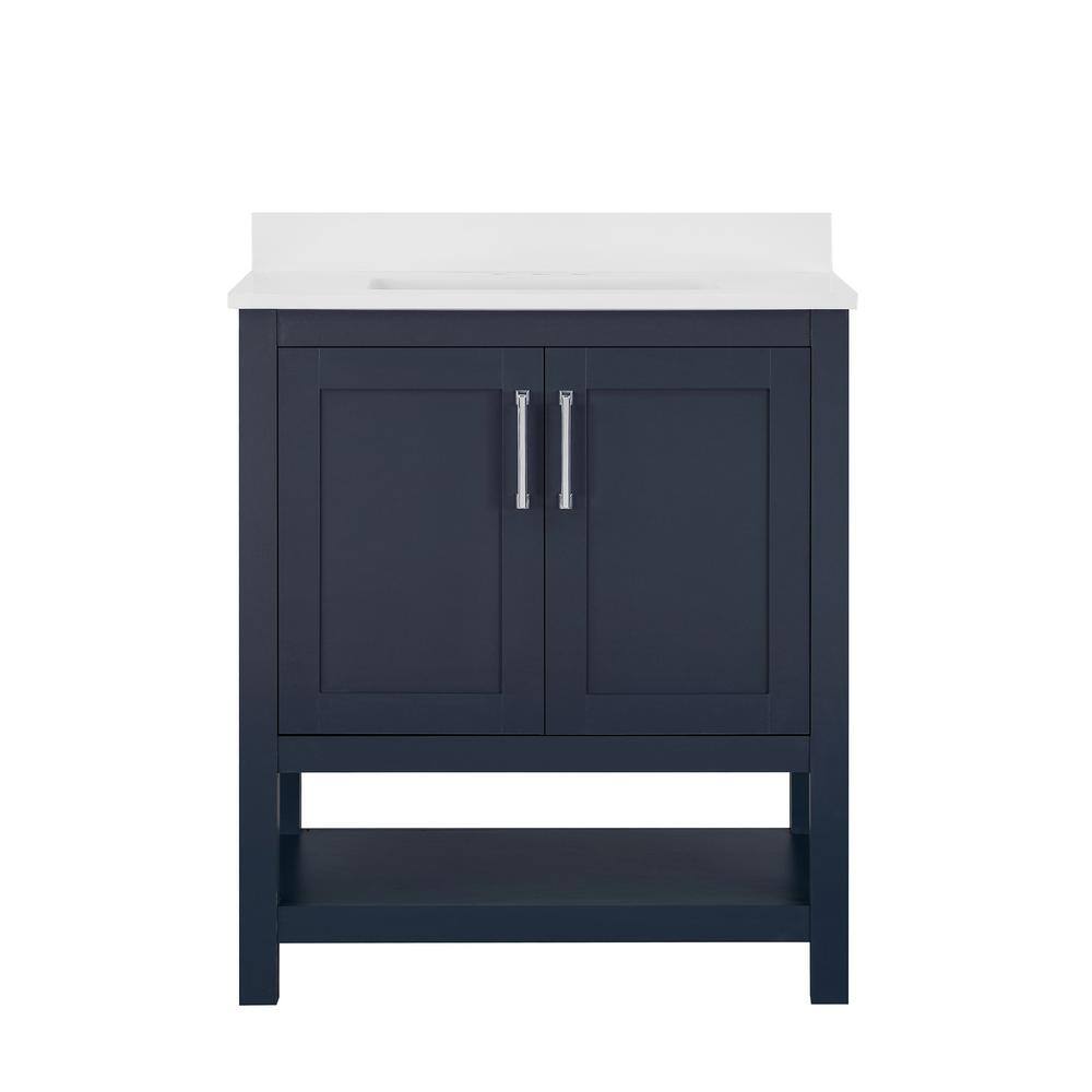 OVE Decors Vegas 30 in. W x 19 in. D x 34.5 in. H Bath Vanity in Midnight Blue w Engineered Stone Vanity Top in White White Basin 15VVA-VEGA30-04