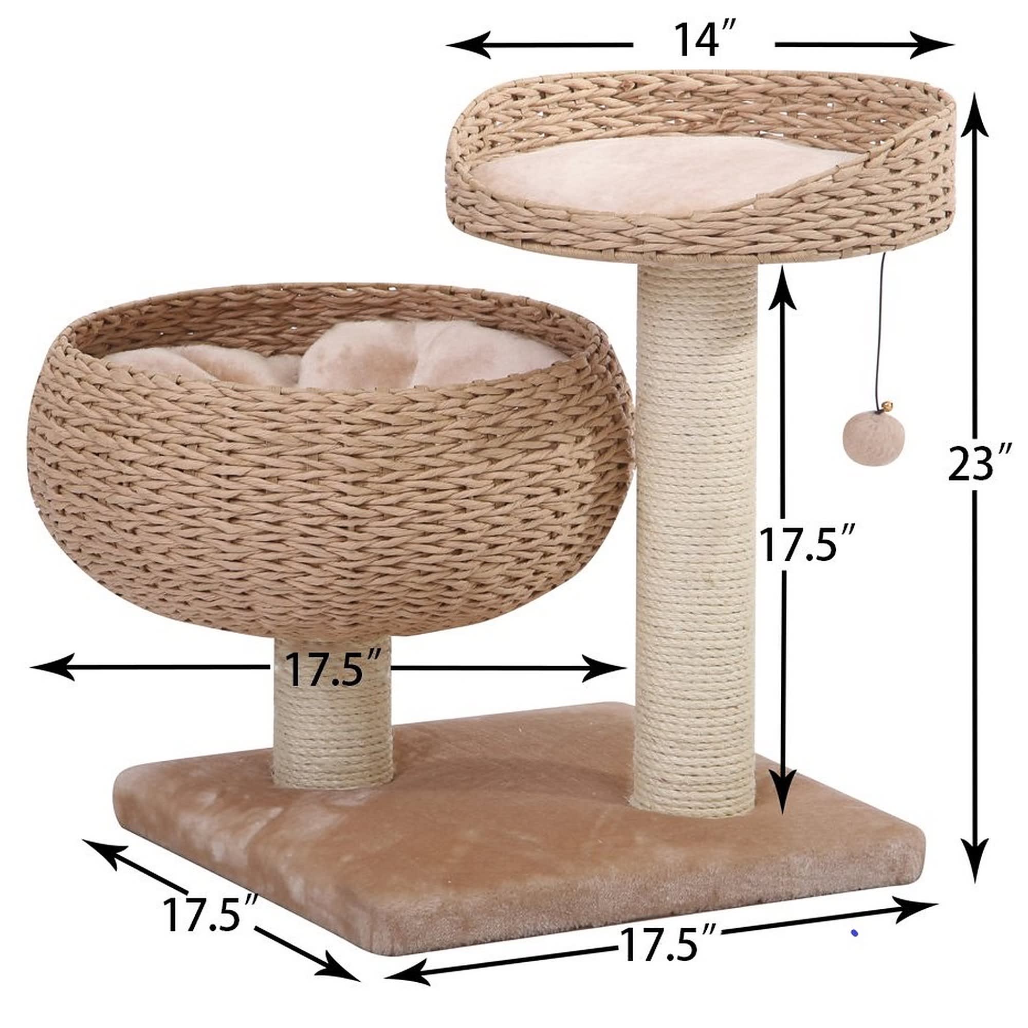 PetPals Group Cozy Eco-Friendly Handwoven Cat Tree with Sisal Scratching Post， 23