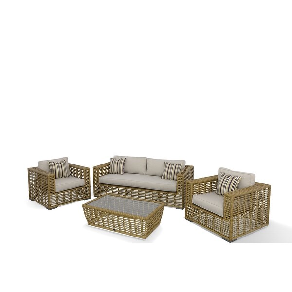 Renava Ko Tao Outdoor Glass and Wicker Coffee Table