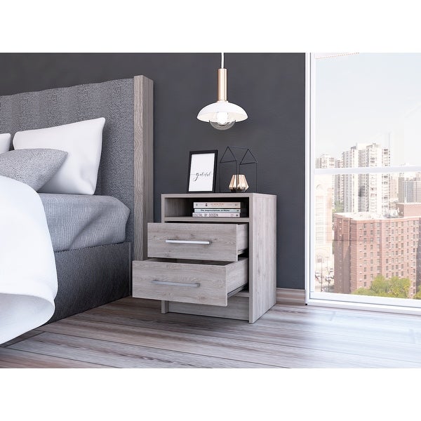 Minimalist Nightstand with 2-Drawer 1-Shelf， Superior Top， Bedside Table， Suitable for Any Bedroom or Living Room - - 37846988