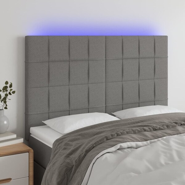 vidaXL LED Headboard Dark/Light Gray multisize Fabric - - 37421102