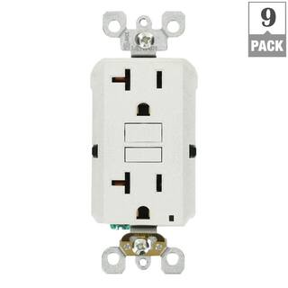 Leviton 20 Amp Self-Test SmartlockPro Slim Duplex GFCI Outlet White (9-Pack) VW9-GFNT2-HW9