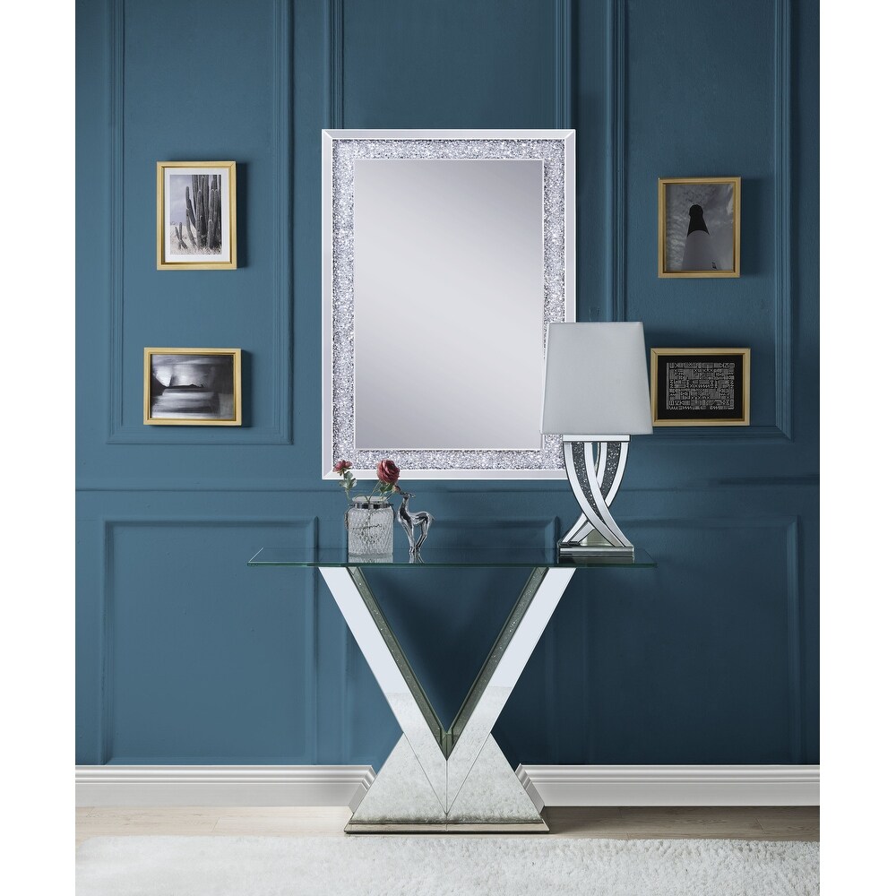 ACME Noralie Rectangular Console Table in Clear and Mirrored