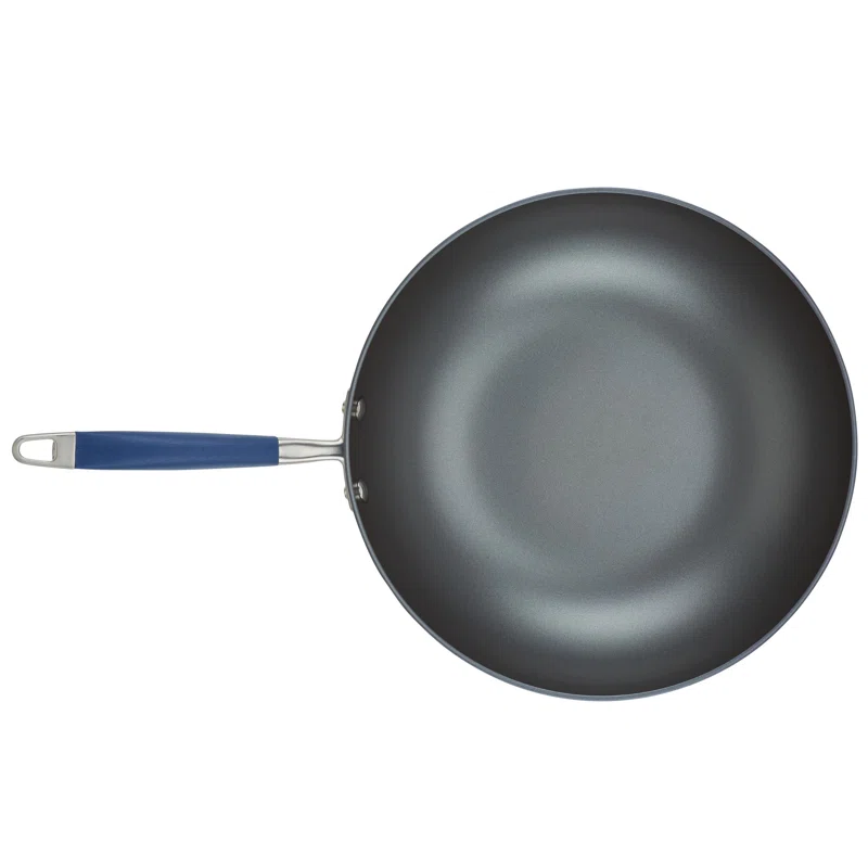 Anolon 84612 12 Covered Ultimate Hard Anodized Aluminum Stirfry Pan， 12 Inch， Indigo