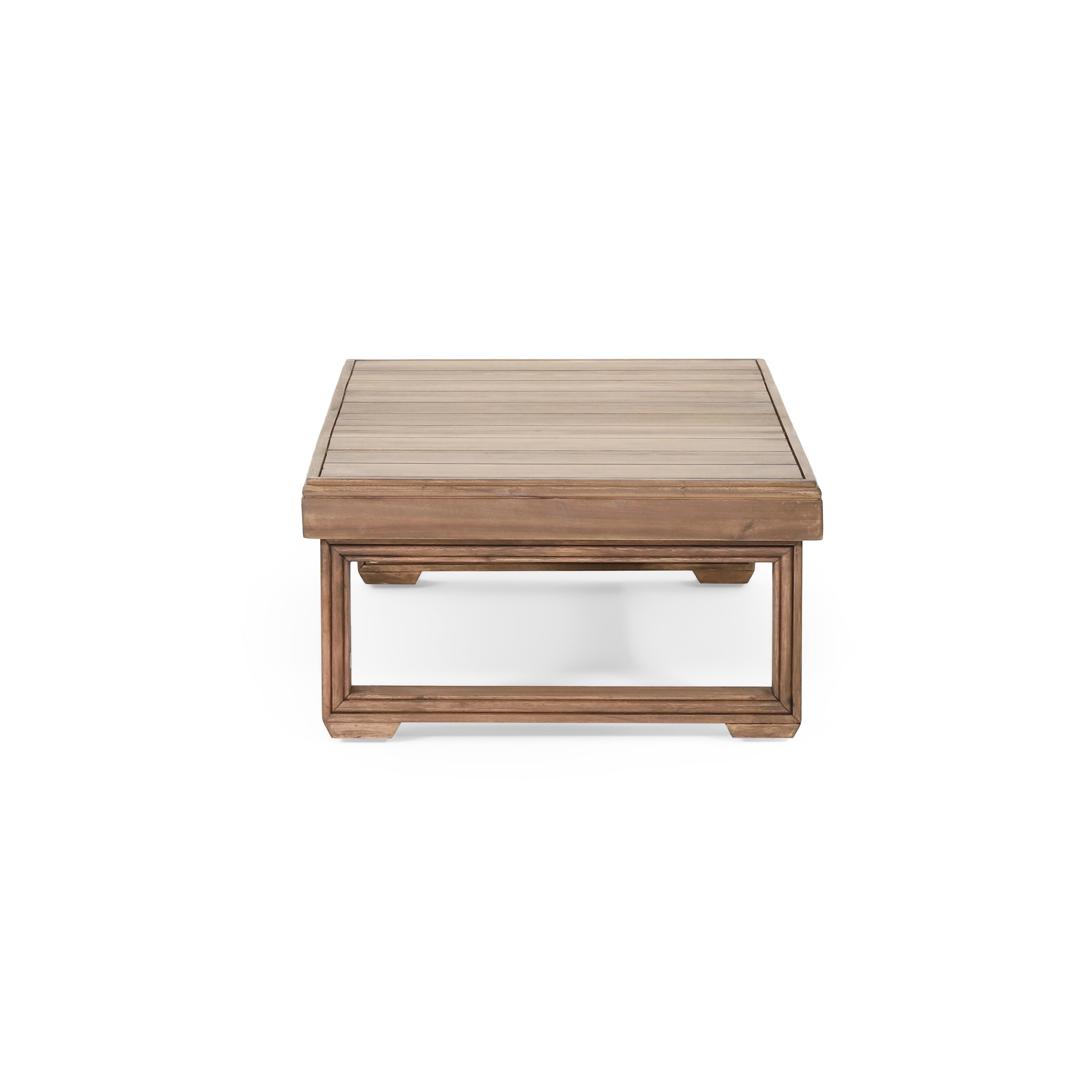 Andrae Outdoor Acacia Wood Rectangular Coffee Table, Brown Wash